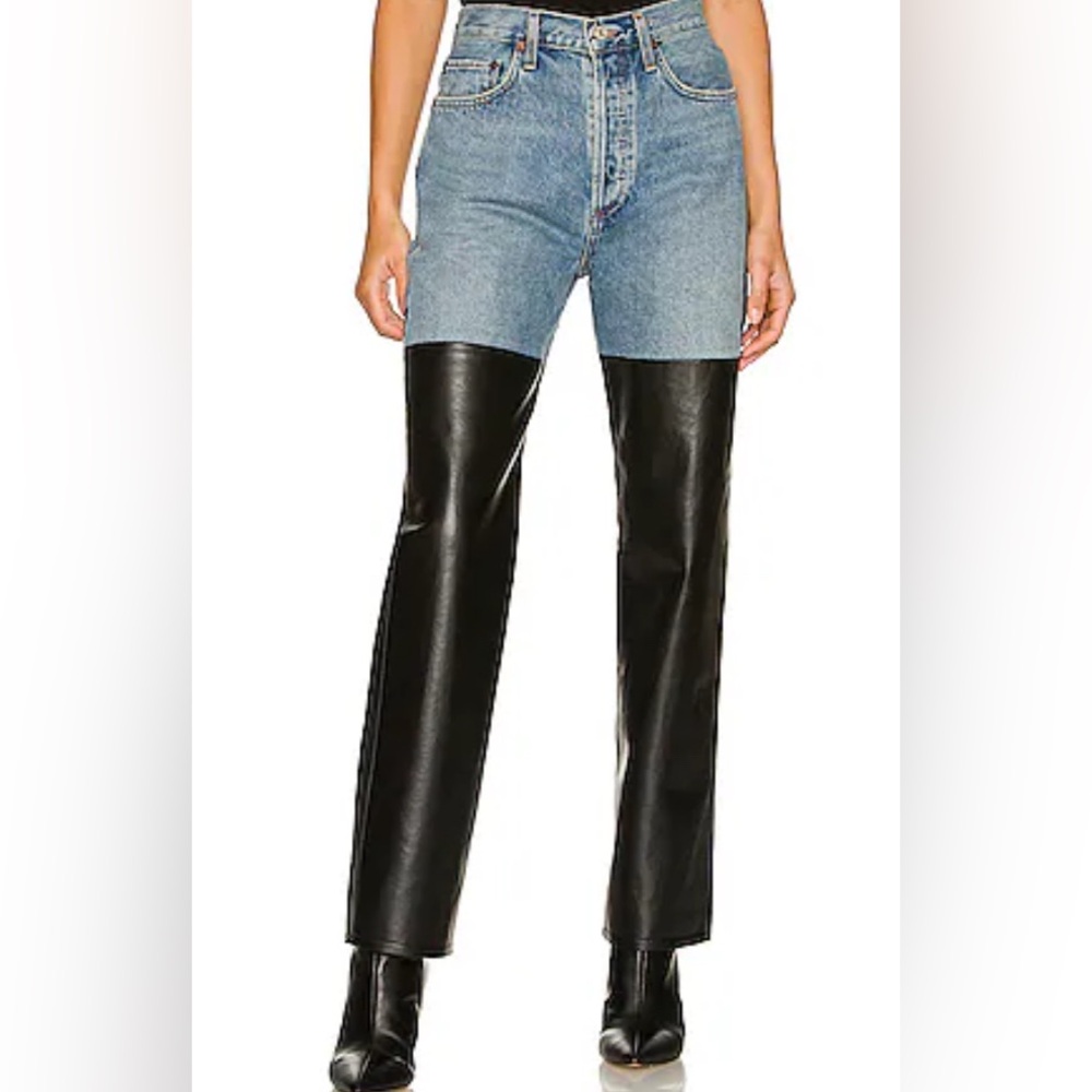 Agolde Black leather and denim Jeans 25